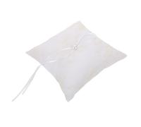 CLISPEED Coussin Porte-alliances Satin Blanc pour Mariage Décoré de Perles et Broderies de Fleurs Élégant pour Cérémonie
