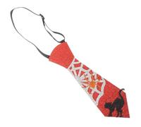 CLISPEED Cravate Halloween Décorative Citrouille et Crâne Accessoire Cosplay Unisexe Écharpe Festive Rouge Motif Toile Araignée et Chat pour Fêtes et