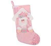 CLISPEED de Noël de Vieil Homme Rose de Dessin animé décors Suspendus de Chaussettes de noël Festival Chaussette Suspendue Jolis de Noel PP Coton