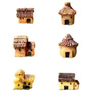 CLISPEED Décoration Miniature Mini Maisons en Résine Style Pastoral Plusieurs Styles Lot de 6 Forme Chaumière pour Micro-Paysage Terrarium et Plantes Paysagères Plusieurs Styles