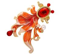CLISPEED Élégante broche poisson rouge rouge avec strass en alliage, utilisation polyvalente et ne se décolore pas facilement, accessoire pour fêtes et banquets, décoration de costume de style chinois
