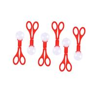CLISPEED Ensemble 6 Pinces de Ramassage et Ciseaux à Cuillère Rouges 17,5 Cm pour Garçon et Filles, Outil Ludique D’Exploration des Insectes en Extérieur, Sécurité Garçon et Filles, Kit