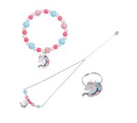 CLISPEED Ensemble Bijoux Licorne pour Garçon et Filles 3 Pièces - Collier, Bracelet et Bague Colorés Chaîne Électrolytique Arc-en-Ciel - Accessoires Déguisement Fille, Présent