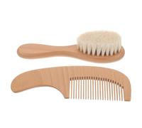 CLISPEED Ensemble Brosse à Cheveux Douce et Peigne pour Bébé, Bois Naturel, pour Bain et Soins du Cuir Chevelu, Kit de Toilettage pour -Né et Tout-Petit