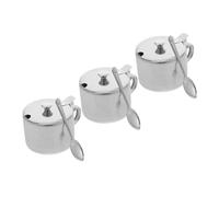 CLISPEED Ensemble de 3 Sucriers en Acier Inoxydable Vintage Porte-Condiments avec Poignée Pratique Récipient Multifonction pour Sucre Sel et Épices Rangement la Cuisine Polyvalent