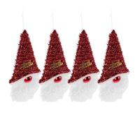 CLISPEED Ensemble de 4 Décorations de Sapin de Noël Père Noël à Suspendre Accessoires Festifs pour Vitrines et Maisons Matériaux Résistants à la Décoloration Petites Breloques