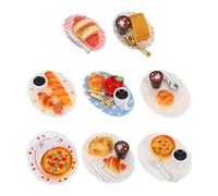 CLISPEED Ensemble de 8 Accessoires de Pâtisserie Miniatures pour Maison de Poupée, Comprenant des Mini-Tasses à Café, des Gâteaux Et Desserts, Ainsi Que Aliments pour Simuler Le Petit-déjeuner Et