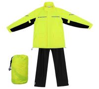 CLISPEED Ensemble de Pluie Moto Réfléchissant pour Homme, Nylon Jaune | Deux Pièces avec Capuche, Taille et Poignets Réglables, Housses de Chaussures, Paquet de Rangement