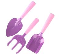 CLISPEED Ensemble d'Outils de Jardinage pour Garçon et Filles 3 Pièces Pelle et Râteau en Plastique Violet Taille Adaptée Jouets de Plage et Jardinage Extérieur pour Motricité Fine et