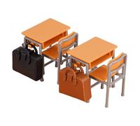 CLISPEED Ensemble Miniature de Bureau, Chaise Et Sac D'écolier pour Maison de Poupée, Mobilier Et Décorations pour Salle de Classe Miniature (Jouets).