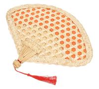 CLISPEED Éventail D'été Portatif en Paille de Blé Tissé la Main, Ventilateur à Main pour Garçon et Filles, Rafraîchissement Naturel et Accessoire de Danse Estivale