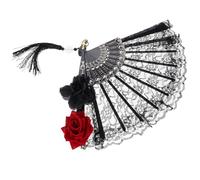 CLISPEED Éventail Pliant Dentelle Noire Élégant Style Victorien Gothique pour Cosplay Fêtes à Thème Accessoire Compact Portable pour Danse et Mariage