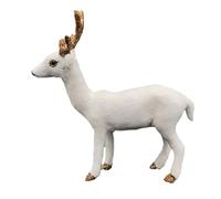 CLISPEED Figurine de Renne Blanc Taille 3, Modèle D’Animaux de Simulation en Peluche, Décoration de Table Noël pour Garçon et Filles, Ornement Créatif et Miniature pour Bureau, Éducatif