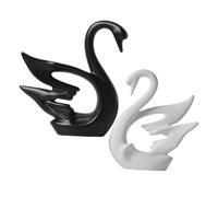 CLISPEED Figurines Couple Cygne Porcelaine Sculpture Décorative Noir et Blanc Ornement Bureau Céramique Premium Cadeau Créatif pour Amoureux Statuette Élégante Stable pour Décoration