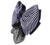 CLISPEED Filet à Cheveux Filet à Chignon Nœud Bleu Rayé, Taille Unique, Fixation Sécurisée, Professionnel Femmes Hôtesses Infirmières, Usage Hôtel Banque Bureau