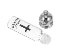 CLISPEED Flacon Eau Bénite Catholique Verre avec Croix Bouteille Sacré pour Cérémonie de Baptême Récipient avec Bouchon Acrylique Argenté Décoration Symbolique pour Fête Religieuse