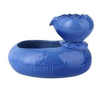 CLISPEED Fontaine à Eau en Céramique Bleue pour Chat Grosse Capacité, Surface Lisse et Forme de Lotus Vintage, Distributeur d'eau Pratique et Élégant pour Animaux