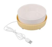 CLISPEED Gamelle Chauffante pour Chat 350 ML Socle Jaune USB, Bol d'eau à Température Constante, Chauffe-Bol d'eau Potable pour Animaux D’intérieur, Alimentation Hydratation Optimale Hiver