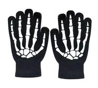 CLISPEED Gants de Cyclisme Fluorescents Halloween à Doigts Motif Squelette Gants Longs Respirants pour Protection UV et Confort Lors Course et du