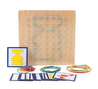 CLISPEED Géoplan en Bois Perforé pour Garçon et Filles Éducatif Mathématique Montessori Cartes Graphiques Outil D’Apprentissage Géométrique pour Coordination Œil-Main et Créativité