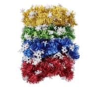 CLISPEED Guirlande de Noël 2 M en 4 Pièces Flocons de Neige Blancs à Pois, Rubans Décoratifs Multicolores pour Décoration Sapin, Fête et Maison