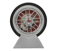CLISPEED Horloge de Bureau Forme Pneu Voiture Rouge avec Support Mouvement Quartz Précis Décoration Intérieure pour Chambre et Garage Horloge Auto Originale et Design