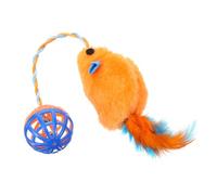 CLISPEED Interactif pour Chat Peluche avec Souris et Clochette Plastique Balle à Mordiller pour et Amusement Intérieur Accessoire Entraînement pour Animaux de Compagnie