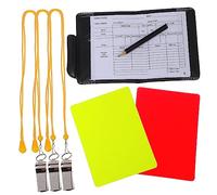 CLISPEED Kit Arbitre Complet Football Sifflets, Cartes Rouge Et Jaune, Feuille De Pointage, Crayon Et Portefeuille Portable - Équipement D’Arbitre Sportif Pratique pour Matchs Et Compétitions