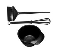 CLISPEED Kit Coloration Capillaire 3 Pièces Pinceau à Teindre Cheveux Bol Mélangeur Tige D’agitation Noir Pour Salon De Coiffure Usage Professionnel Et Maison