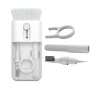 CLISPEED Kit de Nettoyage D’écouteurs Télescopique Blanc pour Électronique | Brosse Nylon, Chiffon Inclus, Embout Dense et Pointe Mousse, pour Claviers D’ordinateur et Aérations Auto