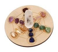 CLISPEED Kit de Pierres Chakra Cristal Naturel avec Plateau d’Interprétation en Bois Décoration Spirituelle et Outil de Divination pour Méditation et Collection