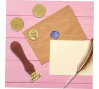 CLISPEED Kit de Sceau à Cire Vintage de Manche Bois et Têtes Alliage pour Cacheter Enveloppes Invitations et Cartes de Festives Tampon de Sceau Dlettre pour