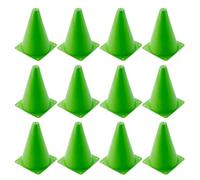 CLISPEED Kit Entraînement Football 12 Pcs Cônes de Signalisation Routière en PE Verts, Forme Cône, Réutilisables et Stables pour Événements Sportifs Coupe du Monde