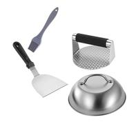 CLISPEED Kit Presse Burger INOX avec Spatule Outil Aplatisseur Viande Résistant pour Barbecue Fête des Pères Presse à Viande Antiadhésive pour Galettes