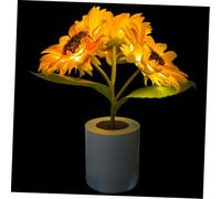 CLISPEED Lampe De Nuit à Led Tournesol Simulée 3 Têtes Compacte, Plastique, Lumière Chaude Douce, Veilleuse Décorative Pour Chambre à Coucher Et Bureau, Luminaire D’ambiance Décoratif