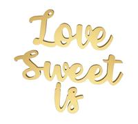 CLISPEED Lettres Géantes « Love is Sweet » en Bois Couleur Dorée pour Décoration de Table de Mariage Rustique, Décoration d'amour Polyvalente pour Fête Prénuptiale et Réception Romantique