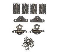 CLISPEED Lot Charnières et Loquets Anciens pour Boîte Bois Accessoires Rétro Vintage avec Vis Ensemble Complet pour Boîte à Bijoux Coffret et Meuble Décoratif
