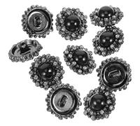 CLISPEED Lot de 10 Boutons Ronds Noirs en Alliage Incrustation de Strass, Robustes et Élégants, pour Manteaux et Décoration de Vêtements