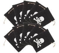 CLISPEED Lot de 10 Paquet à Cordon en Lin 10X15 CM Pochettes de Rangement Multifonctionnelles à Motif de Crâne Noir Paquet de Bonbons de Noël et Décoratifs pour Fête Halloween Pirate
