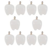 CLISPEED Lot de 10 Pendentifs Miniatures de Dent Blanche Breloques Légères en Résine Dorée pour Création de Bijoux Bracelets Colliers Boucles D’Oreilles Présent Original pour Dentiste
