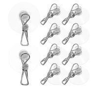 CLISPEED Lot de 10 Pinces à Ventouse Épaissie 4,1 CM en Acier Inoxydable pour Fenêtres, Porte-Cartes et Fixation Multi-Usages la Cuisine, Salle de Bain, Voiture et Rangement Organisé