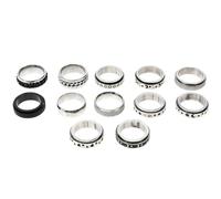 CLISPEED Lot de 12 Bagues Anti-anxiété en Acier Inoxydable Réglables, Taille 7, Finition Brillante, Bijoux pour Femmes et Hommes, au Quotidien