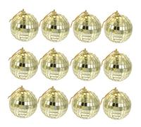 CLISPEED Lot de 12 Boules Disco Miroir 6 CM en Verre Doré Décorations à Suspendre pour Sapin de Noël Boules à Facettes pour Fête et Photographie