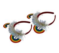 CLISPEED Lot de 2 Bandeaux à Cheveux Arc-en-ciel en Tissu Feutre Réutilisables et Confortables pour Femmes et Filles Lors de Rassemblements et Photos du Mois Fierté