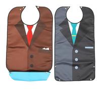 CLISPEED Lot de 2 Bavoirs Imperméables pour Adulte Double Couche Tissu Anti-Huile Lavables et Réutilisables Protection Repas pour Personnes Âgées et Convalescentes Facile à Nettoyer