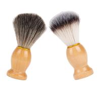 CLISPEED Lot de 2 Blaireaux de Rasage pour Homme Fibres Douces en Nylon Manche Bois Brosse Moussante Compacte pour Rasage et Entretien de Barbe à Domicile Salon Fournitures Barbier