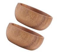 CLISPEED Lot de 2 Bols en Bois d'Acacia 8X35 CM Saladier Rond en Bois Naturel Bol à Soupe Cuisine Domestique et Hôtellerie Récipient Multifonctionnel à Salade et Fruits