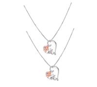 CLISPEED Lot de 2 Colliers Pendentifs Cœur en Alliage Rose et Pierre Brillante Collier de Saint-Valentin pour Femme Bijoux Romantiques Présent Romantique Femme Usage Quotidien Fête