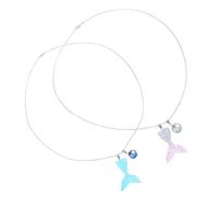 CLISPEED Lot De 2 Colliers Sirène Dégradés Avec Médaillon Pour Femmes Pendentifs En Forme De Larme Colliers De Perles Sirène Queues De Sirène Pour Filles Colliers Ras Du Cou En Perles