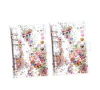 CLISPEED Lot de 2 Couvertures de Classeur A6 à Paillettes Liquides Pochette en Plastique Transparent Format Agenda pour Organisation Scolaire et Journal Intime Accessoire Léger et